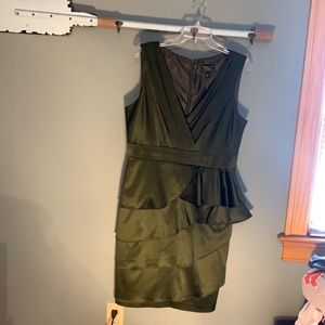 Dressbarn Olive Green Satin Cocktail Dress sz 14